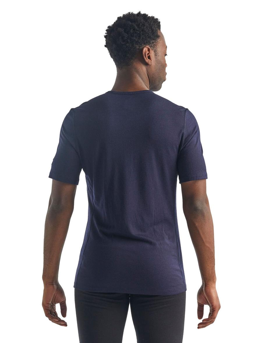 Base Layers Icebreaker Merino 200 Oasis Corta Sleeve Crewe Thermal Top Homme Bleu Marine | FR 1388YXFU